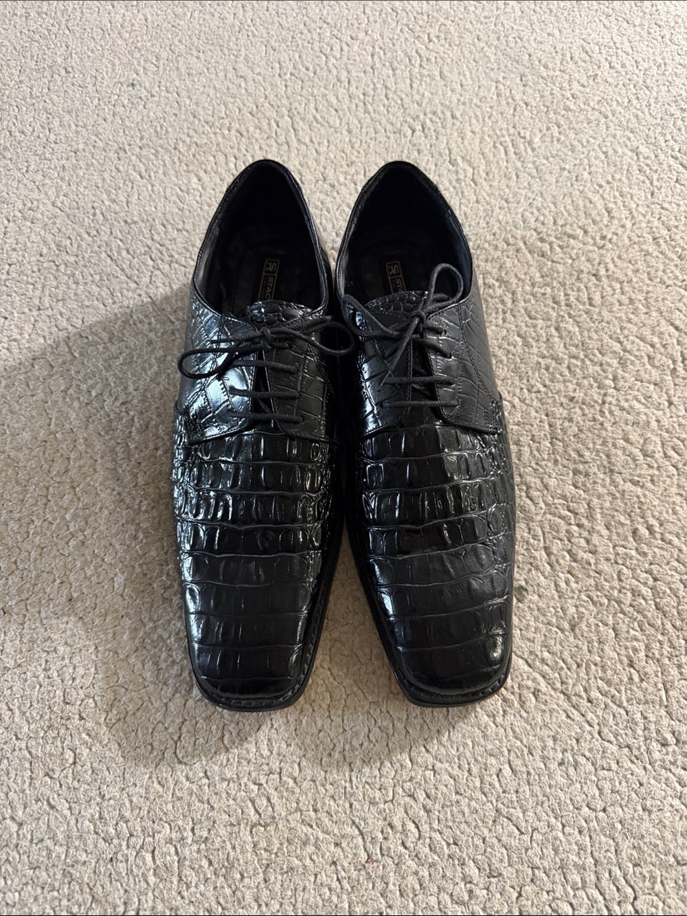 Stacy Adams Black Crocodile Derby Shoes 11 M